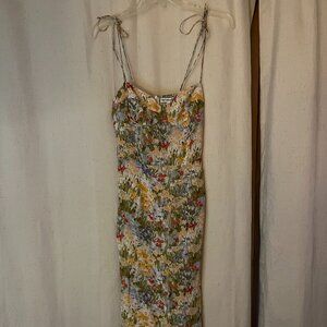Reformation Size 2 Floral Print Maxi Dress with Tie Spaghetti Straps